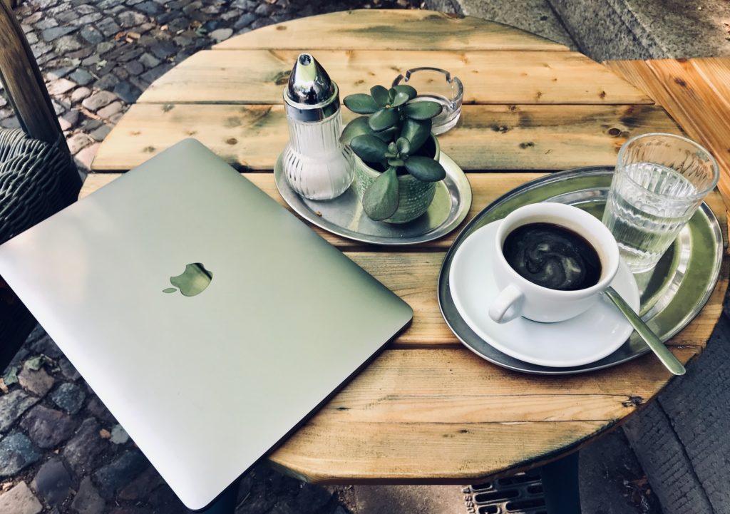 MacBook air on top of table