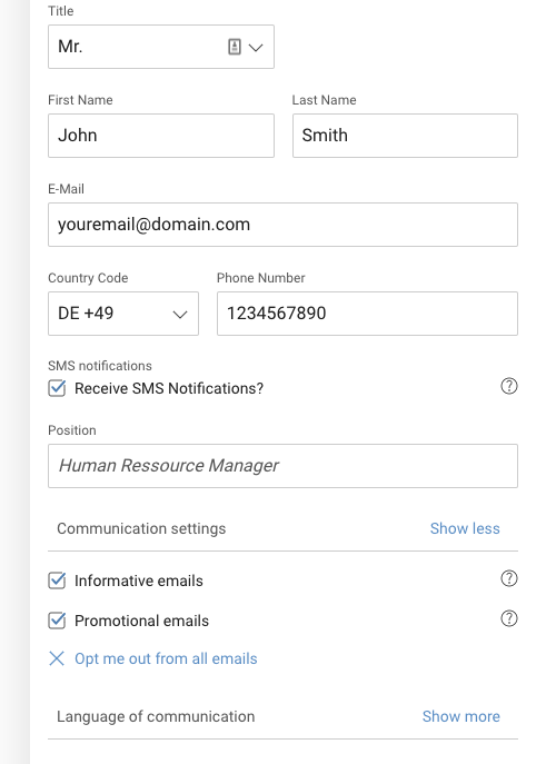 Homelike Update Profile