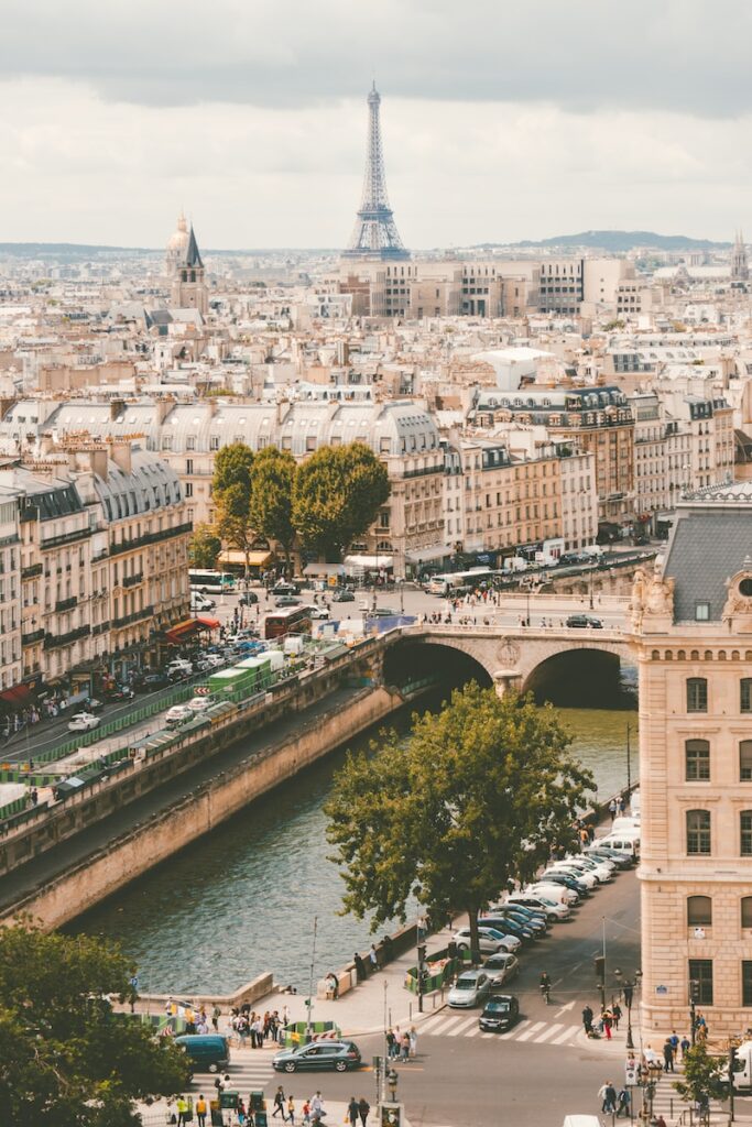 Ariel view of the Eiffel Tower in Paris