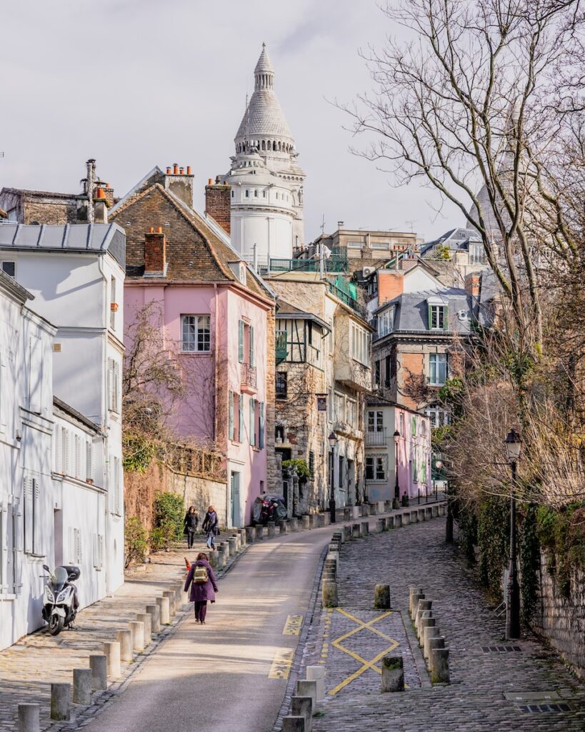 Uphill walk in the Montmartre neighborhood of Paris