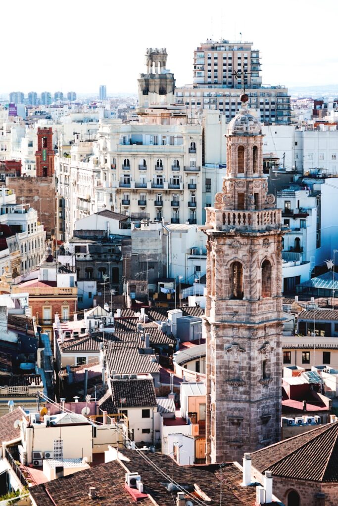 Ariel view of Old Town Valencia