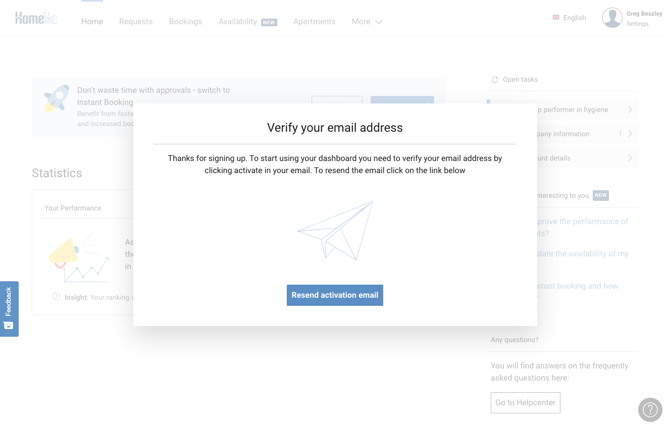 Homelike Verify Email Address